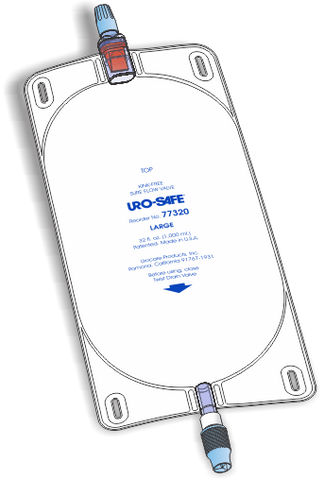 Urocare 77320 Uro-Safe Disposable Clear/White Vinyl Urinary Leg Bag Large, 32 Fl.oz. Capacity, Transparent Front/White-Opaque Back, Twist-Drain Closure - Owl Medical Supplies